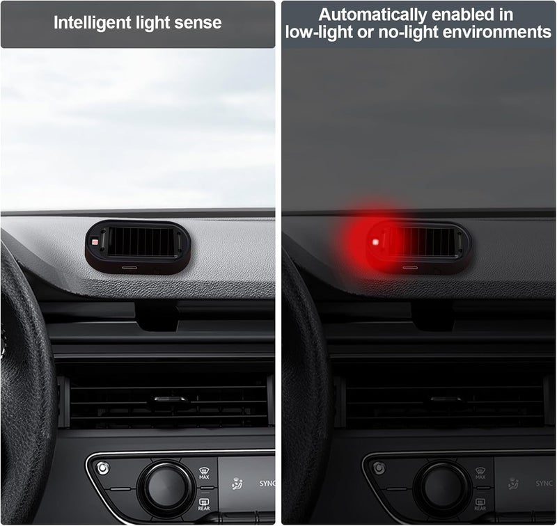 Shudyear Car Solar Power Simulated Dummy Alarm，Anti-Theft LED Flashing Security Light Fake lamp with USB Charger Port，Car Accessories for Most Cars,2PCS (red) - Image 5